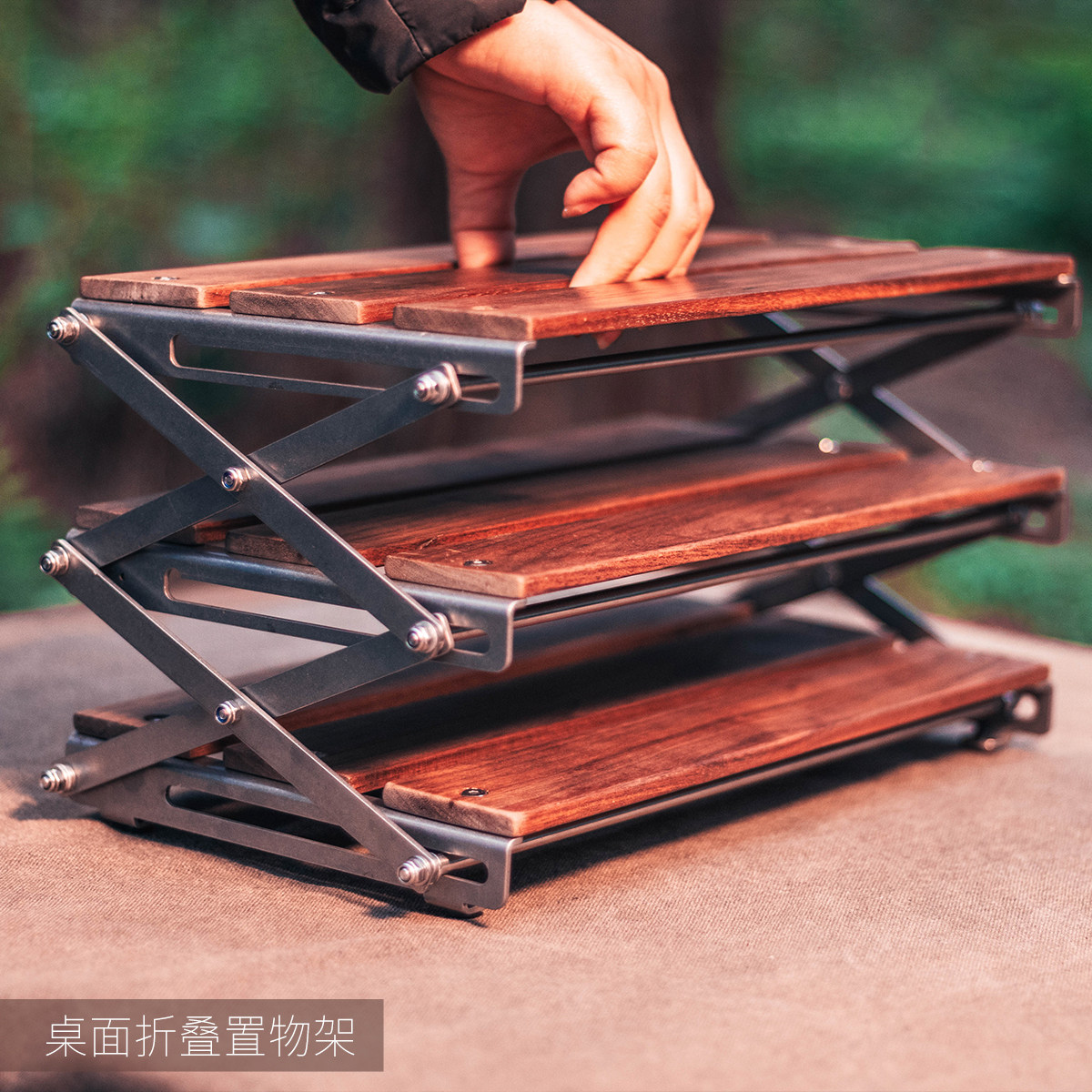 Outdoor goods shelf Camping portable table containing oak picnic multilayer multifunction free of installation can be folded