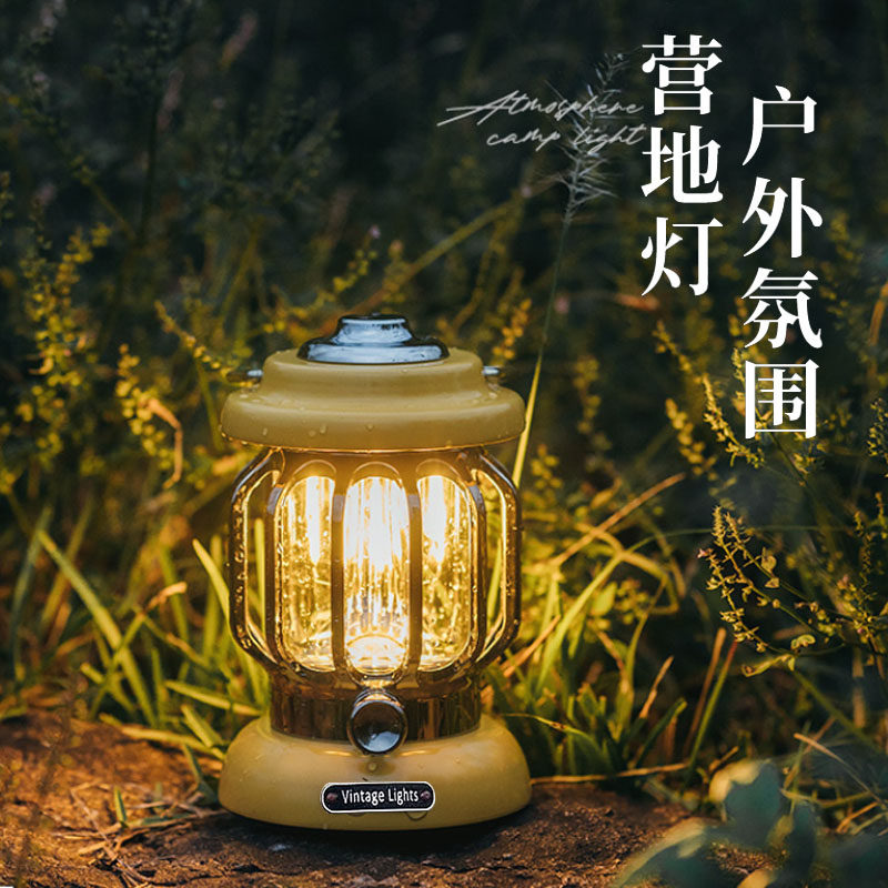 Camping Light Extra-long Endurance Field Retro Multifunctional Outdoor Coal Oil Lamp Charging Wild Camp Led Camp Tent Atmosphere