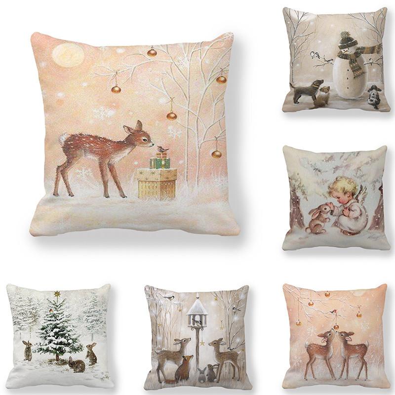 Pillow Case Xmas Cushion Cover Short Plush Pillowcases