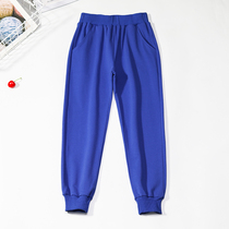 Childrens pants spring and autumn pure cotton pupil school uniform girls pants boys blue sports pants