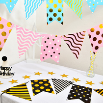 Baby 100 Year Old Banquet Birthday New Triangle Flag Color Banner Party Decoration Scene Arrangement Background Wall Laqi Flag Hanging Banner
