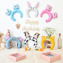 Baby birthday dress up cartoon aluminum film hairband balloon cute cute head decoration June 1 Childrens Day party toy