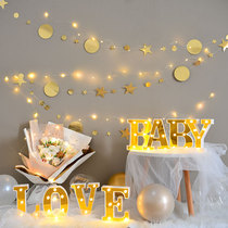 Childrens Day Birthday Party Decorative Lights Golden LED Alphabet Digital Light Scene Placement Courtable White Babylights