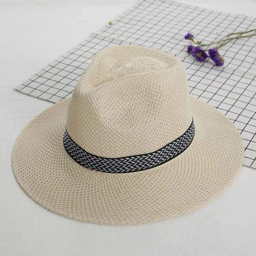 Men's hat summer sunscreen sunhat male summer outdoor fishing straw hat straw woven visor hat cool hat middle-aged