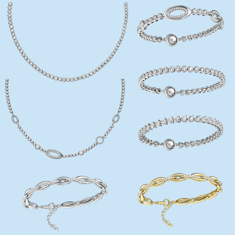 [New Product] Hf Hejia Brilliant Tennis Necklace Sparkling Heart-Shaped Bracelet for Women Unique Design Shining Clavicle Chain