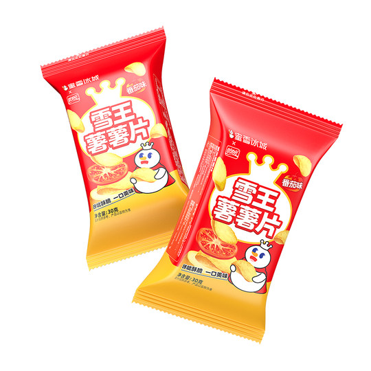 Snow King Magic Shop Snow King Potato Chips Tomato Flavor One Box of 72 Bags Ready-To-Eat Panpan Co-Branded Pocket Snacks