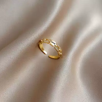Ring female sterling silver niche design advanced feel cold style fashion love letters Japanese light luxury exquisite do not fade