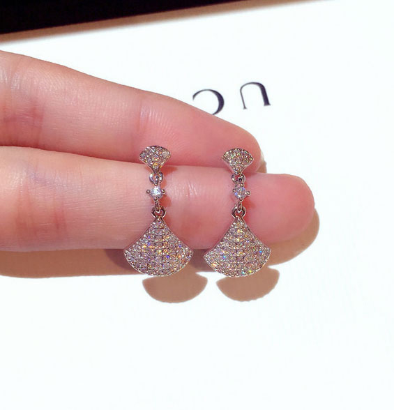 Han Style Sector Earrings 2023 New Tide Actresses Pure Silver Earrings Small Crowdsourced Design Small And Delicate Anti-Allergy Earrings-Taobao
