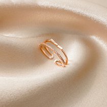 Korean bow ring female sterling silver high-end Cold Japanese light luxury niche design sense fashion ring does not fade