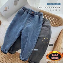 Boys jeans plus velvet autumn and winter 3-year-old childrens pants thickened boy baby warm thin velvet pants childrens clothing tide