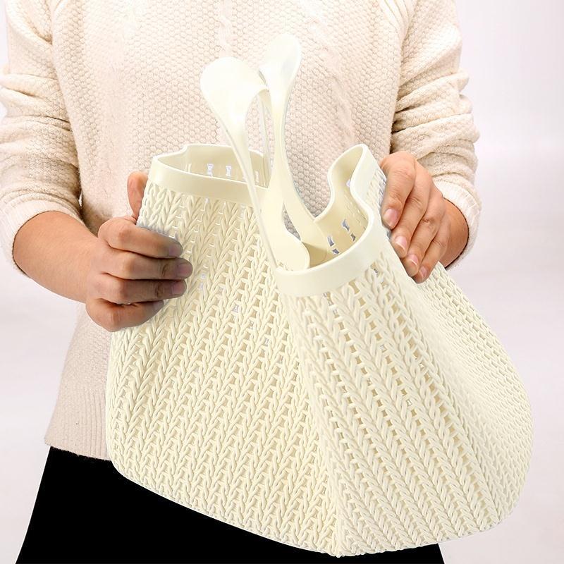 Soft plastic net wash folding bath supplies bathroom bag swimming storage portable basket bath basket