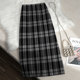 Knitted skirt autumn and winter mid-length plaid one-step skirt straight high waist slim bag hip skirt plaid mid-length women