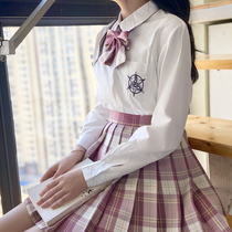 School supply sense plaid skirt spot white shirt womens original JK uniform full set of student clothing college style Japanese department gentle wear