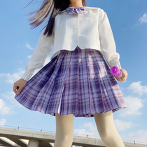 JK uniform skirt female genuine Kanto placket long sleeves academy wind middle school student set female junior high school students school for lattice skirt class uniform