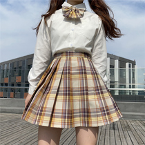 Japanese orthodox Yamabuki jk uniform Christmas new year plaid skirt set 2021 new womens long-sleeved shirt pleated skirt
