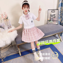 Children JK uniform skirt genuine Japanese full set 12 years old college style student skirt short sleeves set girl middle school child