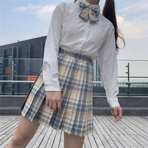 Lemon Sea Salt School for the sense of plaid skirt spot jk uniform genuine full set of students autumn and winter white shirt skirt skirt woman