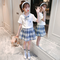 Kids jk uniform summer girls short sleeve sailor skirt Japanese set summer jk school uniform elementary school class uniform two-piece set