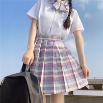 JK uniform genuine original glass sugar plaid skirt Japanese student uniform high school student skirt two-piece summer set