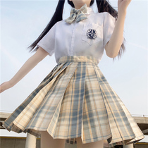 Spot checkered skirt lemon sea salt original Japanese JK uniform set pleated skirt school for sense student uniform skirt skirt