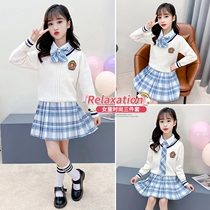 Girls skirt spring 2021 new style jk uniform elementary school uniform college style children long sleeves three-piece set big boy