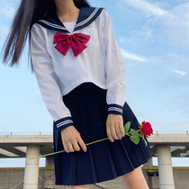 Japanese sailor suit jk uniform skirt genuine black and white two-book student wear academy style long-sleeved shirt womens original