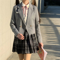 Age-reducing fried street suit pleated skirt set spring 2021 new jk uniform skirt genuine student suit jacket woman