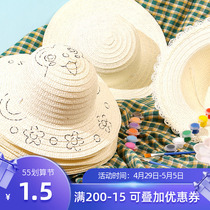 Straw Hat Diy Painting Hat Children Kindergarten Drawing Painted Hand-painted Graffiti Painted Wall Decorative creative hand