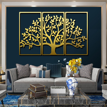 The background wall decoration pendant behind the new Chinese sofa is light and extravagant. 3d modern simple metal living room