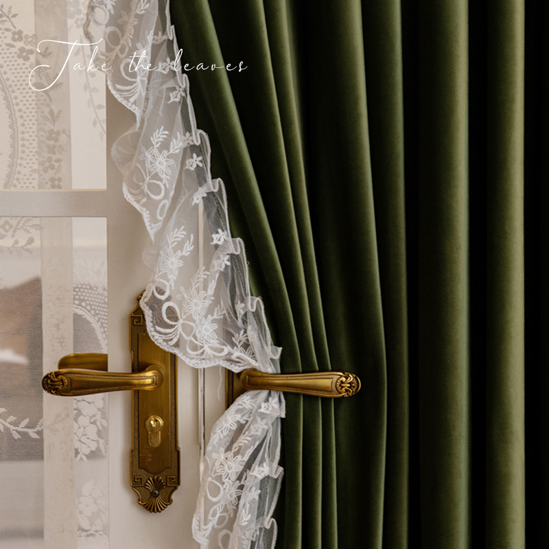 American retro curtains custom velvet cloth 2022 new living room bedroom ins wind light luxury advanced full blackout