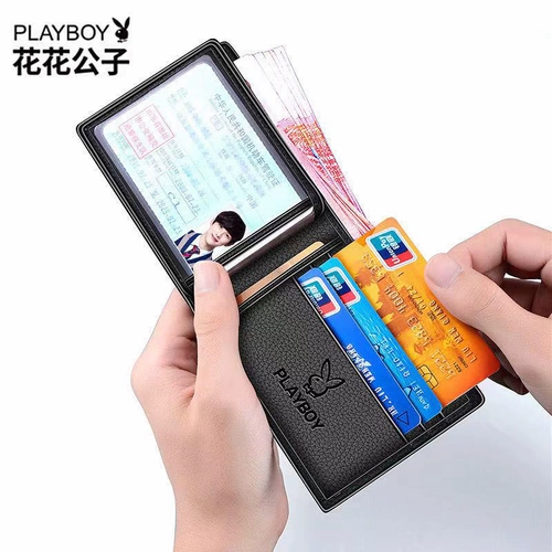 Playboy, короткий бумажник, сумка, кожаный тонкий картхолдер, из натуральной кожи, подходит для студента