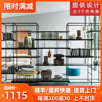 Nordic solid wood shelf wrought iron partition floor rack office multi-layer partition bookshelf simple living room display rack