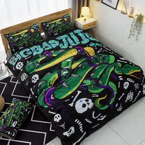 Personality Wave Cool Quilt Cover Black Graffiti Kit Single Bed Single Bed Single Three Sets 1 1 2 1 8 Bed Bedding 4 pieces