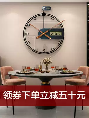 Light luxury decorative wall clock mute simple clock living room creative Nordic modern home fashion wall hanging clock lamp