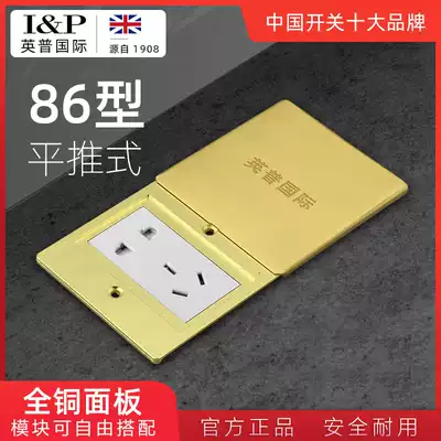 Inp International 86 five-hole ground socket all copper waterproof telephone computer ground socket flat push ultra-thin small ground plug