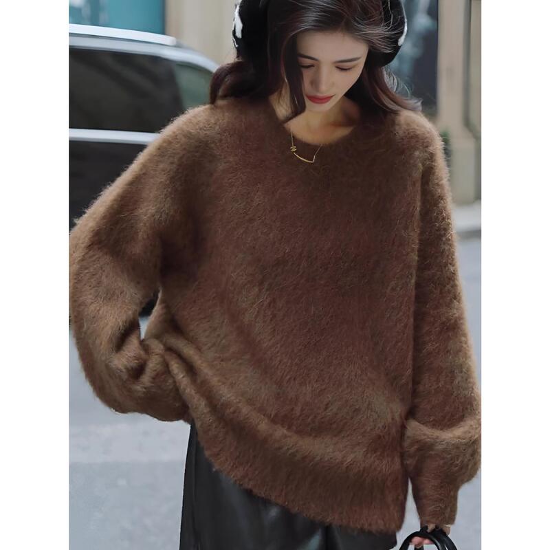 Handmade Soft Twist-Knit Cardigan for Women, New Autumn Style, Color-Blocking Loose Long-Sleeve Sweater Coat, Super Stylish Handmade Soft Twist-Knit Cardigan for Women, New Autumn Style, Color-Blocking Loose Long-Sleeve Sweater Coat, Super Stylish