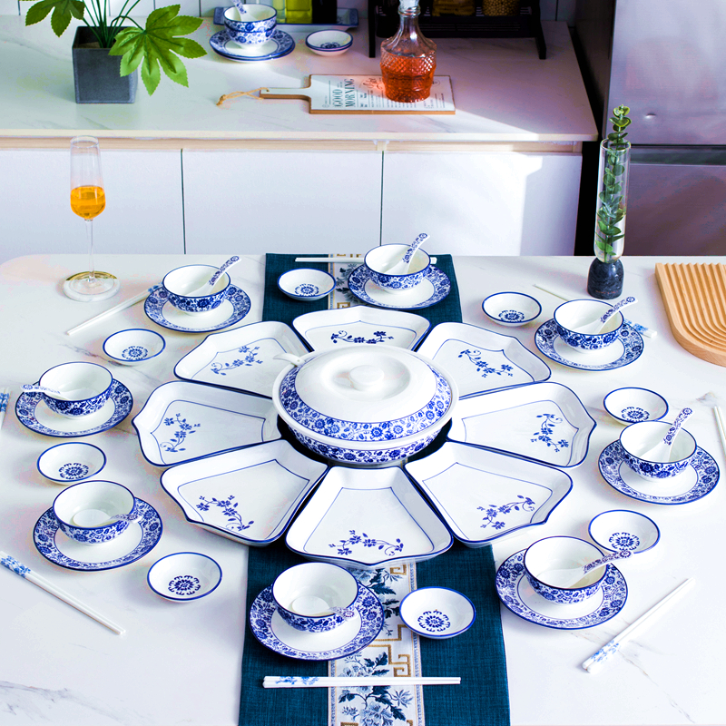 2022 New Round Disk Dish Combined New Year Roundtable Dish Dish Household Ceramic Dish Set