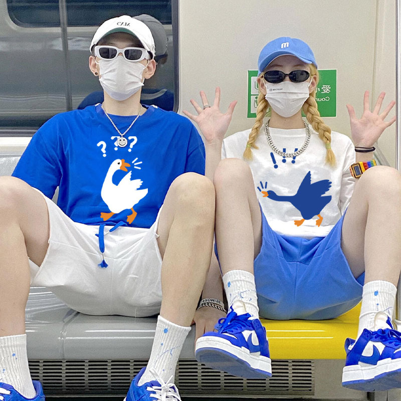 Special Couple Outfits, Summer Wear, Niche High-End Style, 2026 New Trendy Brand Klein Blue Short-Sleeved T-Shirt, Pure Cotton