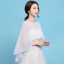 Bridal shawl pullover cloak bride wedding new womens chiffon sunscreen wedding dress decorative shawl autumn and winter