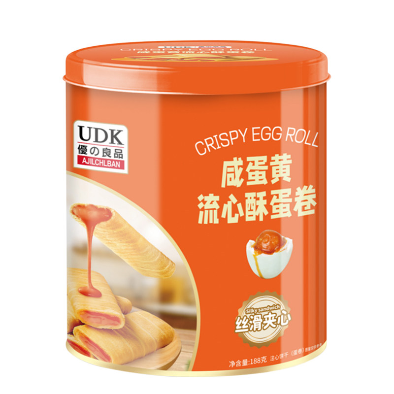 Premium Quality Salted Egg Yolk Custard Egg Rolls 188g Canned Handmade Quick-Release Snacks, Selected for the New Year