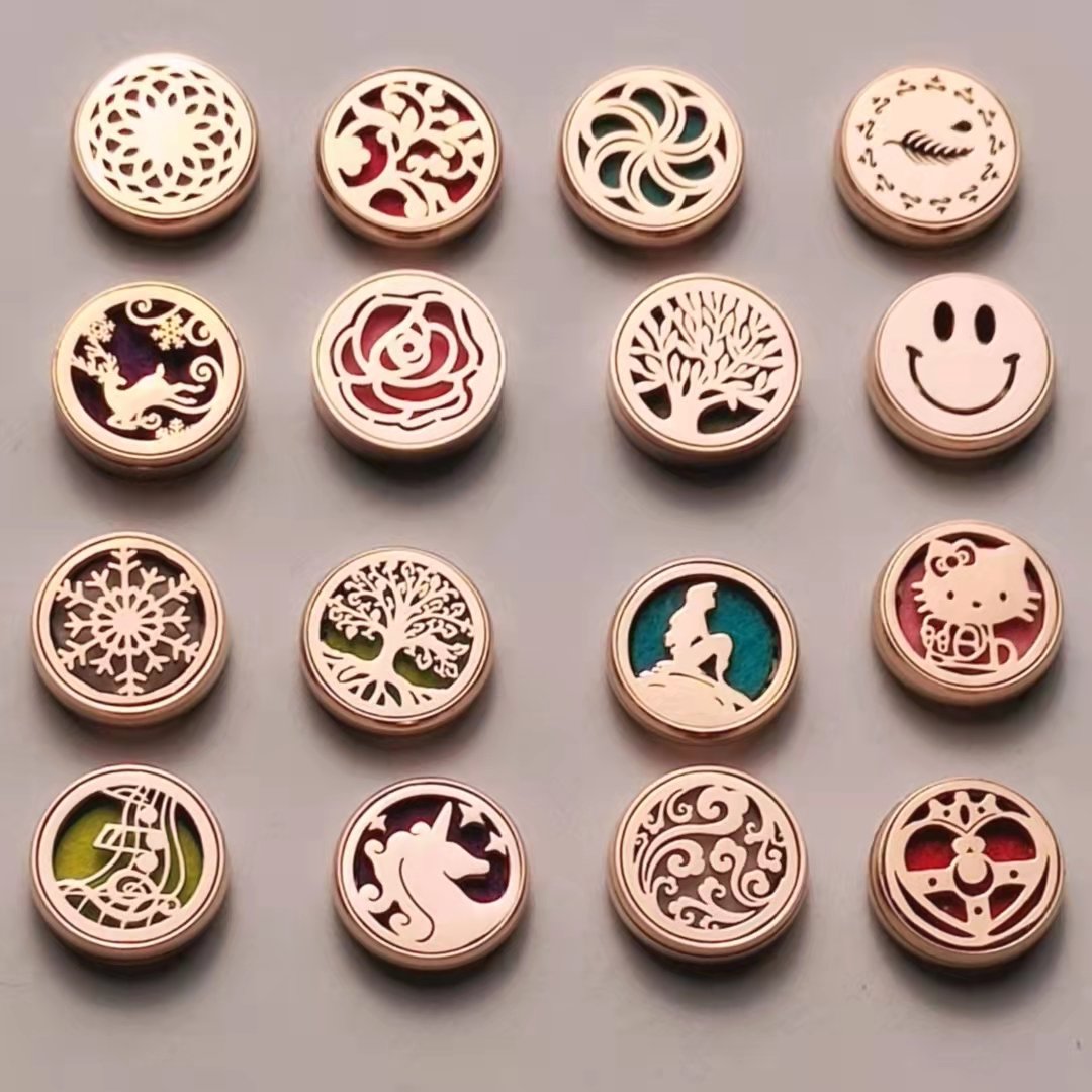 Free mail spot 15mm Mask Fragrant Lavender rose gold Champagne Gold Magnet Perfume Essential Oils Fresh fragrance buckles
