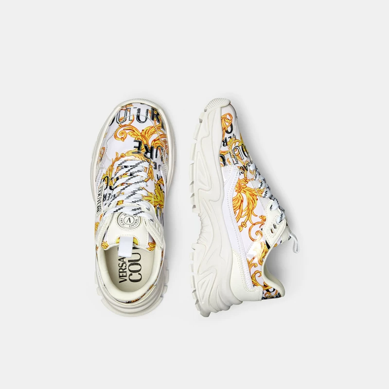 [Выбранная скидка] Versace Jeans Couture Мужские кэжуал-ботинки Dad Shoes Белые кроссовки