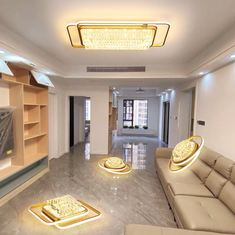 Moon Shadow Postmodern Light Extravagant Crystal Living-room LED Suction Dome bedroom minimalist atmosphere Full house Lamp package combo