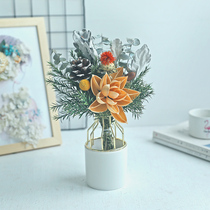 Lucky dried flowers Real flowers natural air dried bouquet pine cones wheat ears Light luxury home decoration creative vase living room decoration