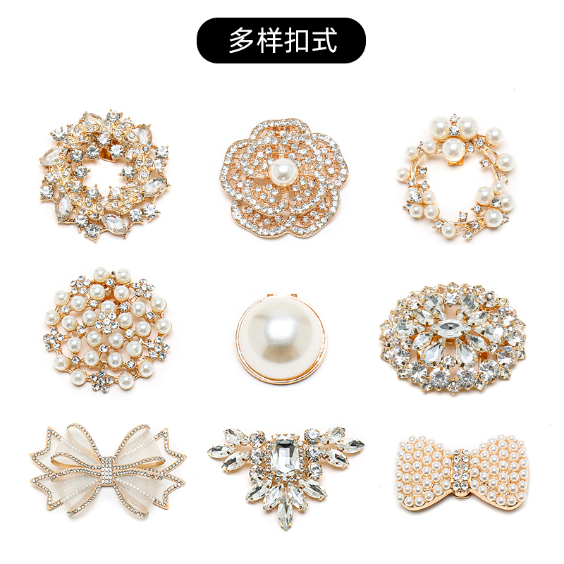 European-Style Wedding Shoes, Convenient Decorative High-Heeled Shoe Accessories, Detachable Buckle-Type Pearl Rhinestone Bow, Free to Mix and Match