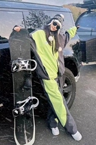 Changbai Mountain Ski Wear Rental Gray Green Suit Mens and Womens Waterproof Ski Wear for Skiing and Snowboarding