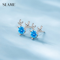 A deer has you stud earrings female 999 sterling silver 2021 tide niche design sense Birthday gift simple temperament earrings