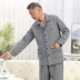 Bộ đồ ngủ của người cha trung niên và người già dành cho nam giới mùa thu và mùa đông cotton tinh khiết dày xen kẽ bông mỏng chần bông cộng với phân bón cộng với kích thước phù hợp quần đũi nam Bộ đồ