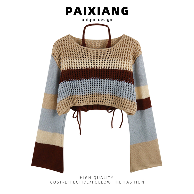 Paixiang/Design-Inspired Niche Knit Cover-Up for Women, 2025 Summer New Style, Trendy Loose Short Sun Protection Clothing