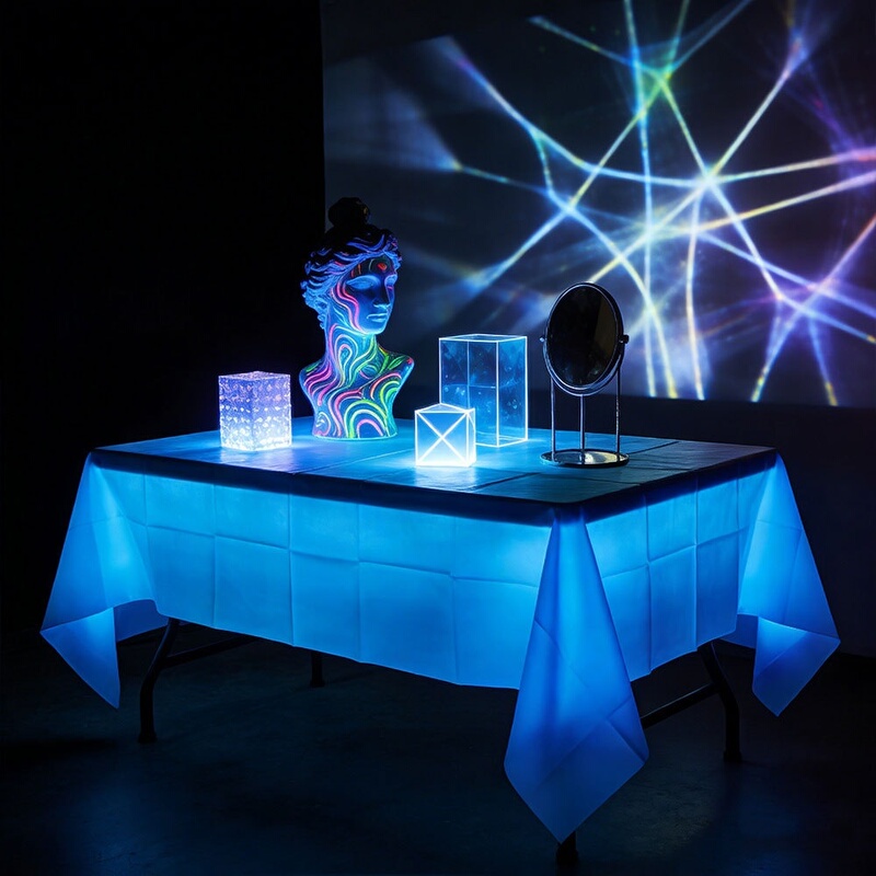 3 Pieces of Macaron Luminous Tablecloths, Disposable Birthday Party Bar Restaurant Atmosphere Decoration, Glowing Neon Tablecloths 3 Pieces of Macaron Luminous Tablecloths, Disposable Birthday Party Bar Restaurant Atmosphere Decoration, Glowing Neon Tablecloths